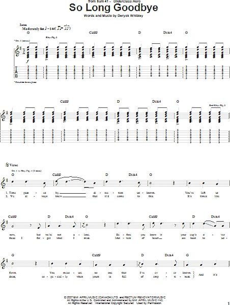 open zoom image for So Long Goodbye - Guitar TAB, New, Main