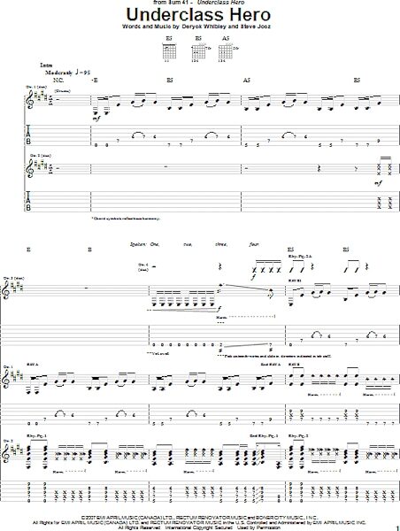 open zoom image for Underclass Hero - Guitar TAB, New, Main