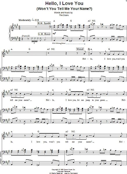 open zoom image for Hello, I Love You (Won't You Tell Me Your Name?) - Piano Vocal, New, Main