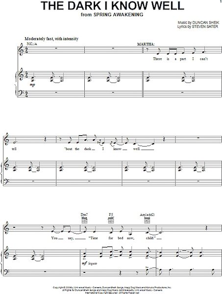 open zoom image for The Dark I Know Well - Piano/Vocal/Guitar, New, Main