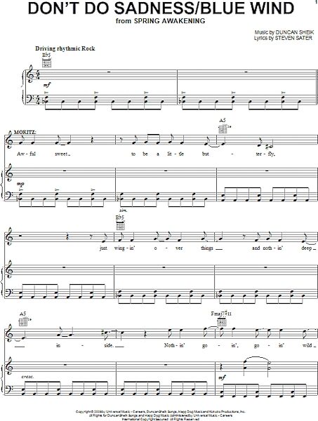 open zoom image for Don't Do Sadness/Blue Wind - Piano/Vocal/Guitar, New, Main
