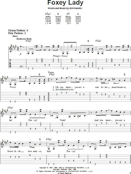 open zoom image for Foxey Lady - Easy Guitar with TAB, New, Main