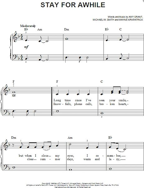 open zoom image for Stay For Awhile - Easy Piano, New, Main