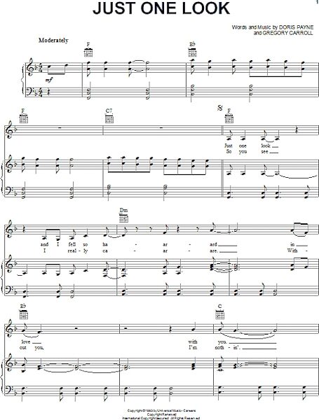 open zoom image for Just One Look - Piano/Vocal/Guitar, New, Main