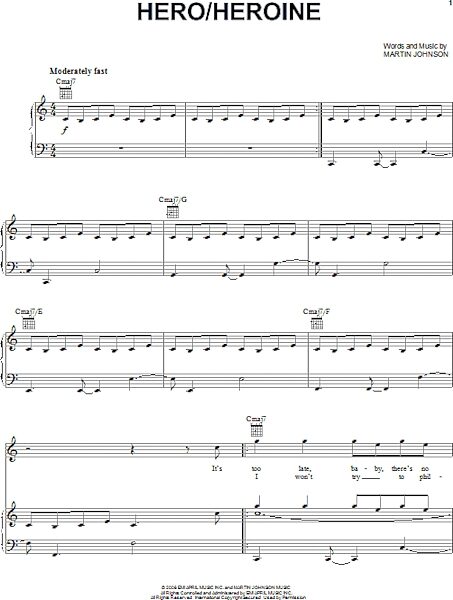 open zoom image for Hero/Heroine - Piano/Vocal/Guitar, New, Main