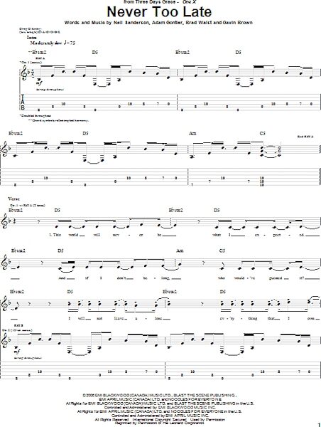 open zoom image for Never Too Late - Guitar TAB, New, Main