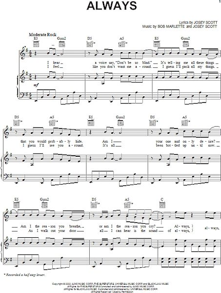 open zoom image for Always - Piano/Vocal/Guitar, New, Main