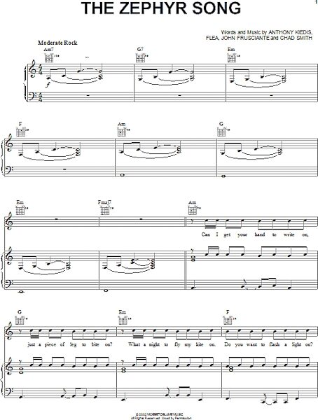 open zoom image for The Zephyr Song - Piano/Vocal/Guitar, New, Main