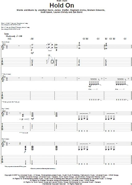 open zoom image for Hold On - Guitar TAB, New, Main