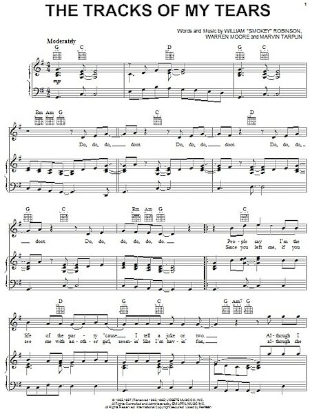 open zoom image for The Tracks Of My Tears - Piano/Vocal/Guitar, New, Main