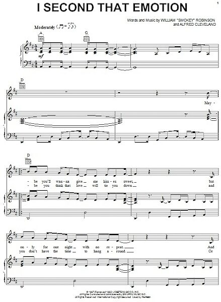 open zoom image for I Second That Emotion - Piano/Vocal/Guitar, New, Main