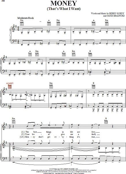 open zoom image for Money (That's What I Want) - Piano/Vocal/Guitar, New, Main
