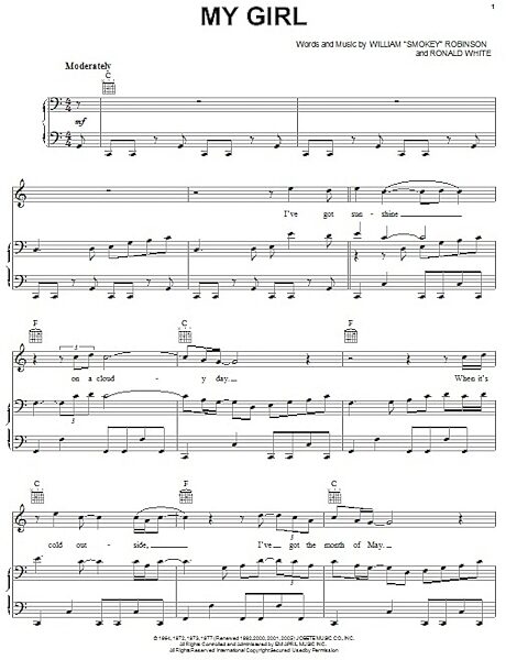 open zoom image for My Girl - Piano/Vocal/Guitar, New, Main