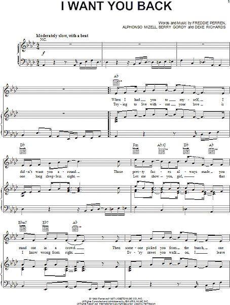open zoom image for I Want You Back - Piano/Vocal/Guitar, New, Main