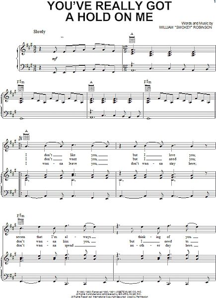 open zoom image for You've Really Got A Hold On Me - Piano/Vocal/Guitar, New, Main