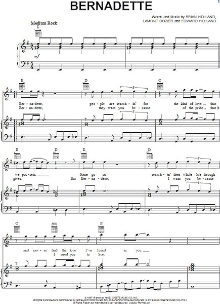open zoom image for Bernadette - Piano/Vocal/Guitar, New, Main