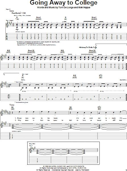 open zoom image for Going Away To College - Guitar TAB, New, Main