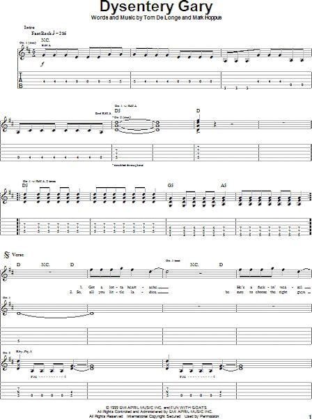 open zoom image for Dysentery Gary - Guitar TAB, New, Main