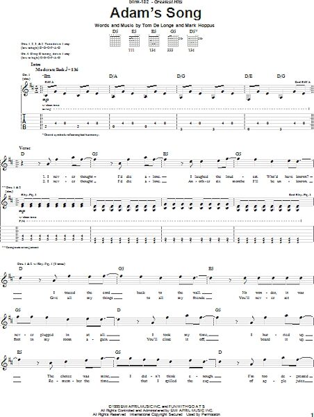 open zoom image for Adam's Song - Guitar TAB, New, Main