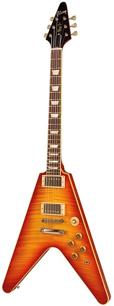 open zoom image for Gibson Flying V Standard Figured Top Electric Guitar (With Case), Cherry Sunburst