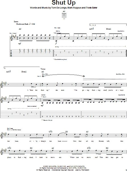 open zoom image for Shut Up - Guitar TAB, New, Main