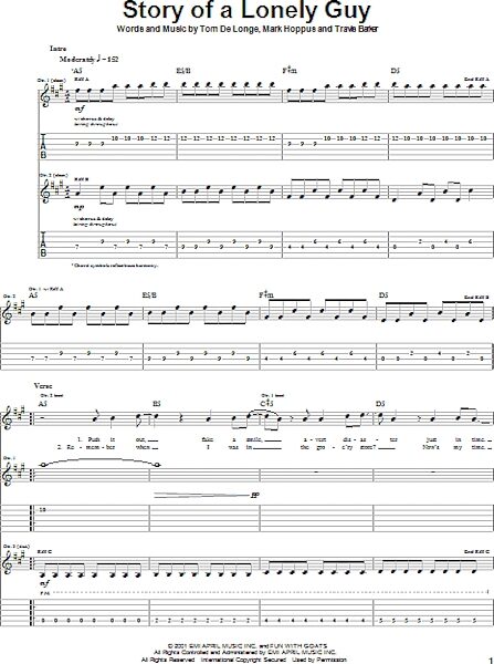 open zoom image for Story Of A Lonely Guy - Guitar TAB, New, Main