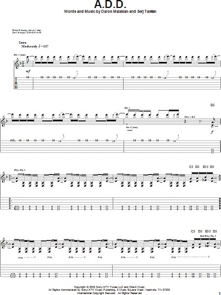 open zoom image for A.D.D. - Guitar TAB, New, Main