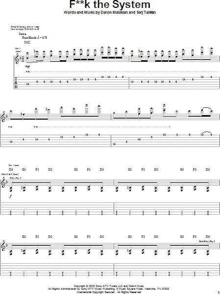 open zoom image for F**k The System - Guitar TAB, New, Main