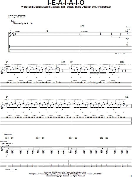 open zoom image for I-E-A-I-A-I-O - Guitar TAB, New, Main