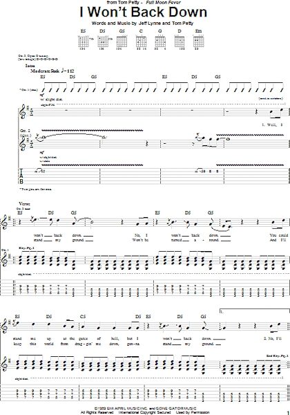 open zoom image for I Won't Back Down - Guitar TAB, New, Main