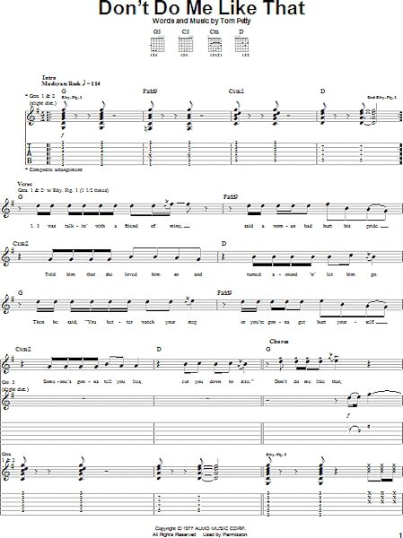 open zoom image for Don't Do Me Like That - Guitar TAB, New, Main
