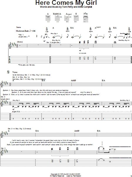 open zoom image for Here Comes My Girl - Guitar TAB, New, Main