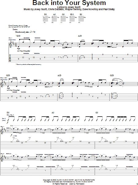 open zoom image for Back Into Your System - Guitar TAB, New, Main