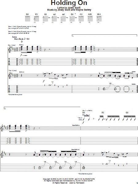 open zoom image for Holding On - Guitar TAB, New, Main