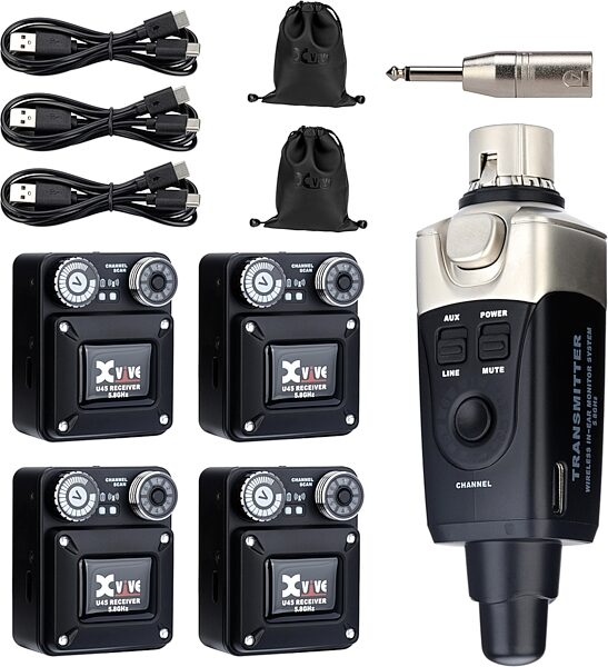 open zoom image for Xvive U45R4 Quad-Receiver Wireless In-Ear Monitor System, Black, Action Position Back