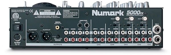 open zoom image for Numark 5000FX 5-Channel DJ Mixer with Sampling FX, Rear