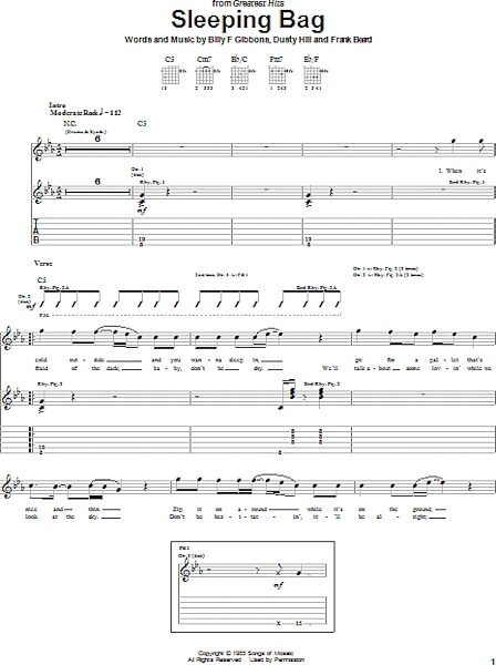 open zoom image for Sleeping Bag - Guitar TAB, New, Main