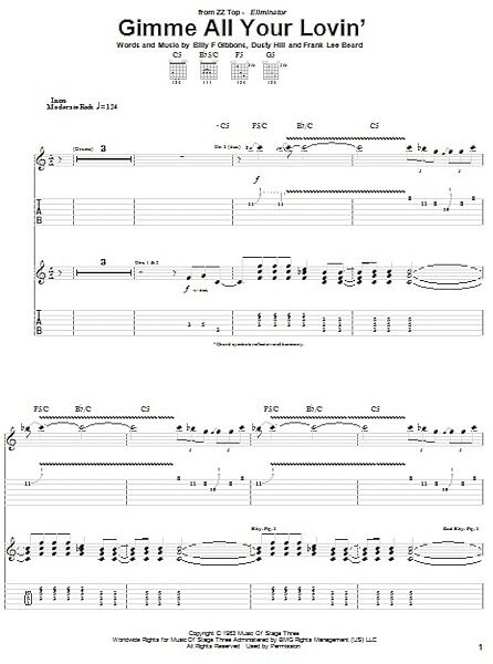 open zoom image for Gimme All Your Lovin' - Guitar TAB, New, Main
