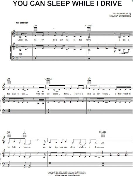open zoom image for You Can Sleep While I Drive - Piano/Vocal/Guitar, New, Main