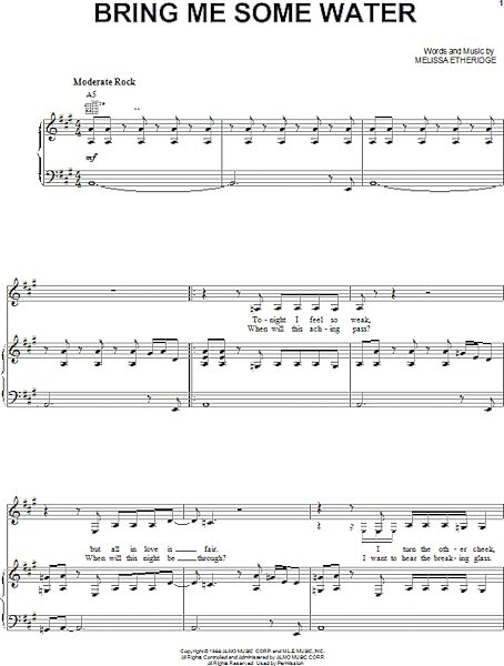 open zoom image for Bring Me Some Water - Piano/Vocal/Guitar, New, Main