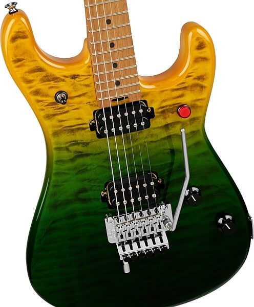 open zoom image for EVH Eddie Van Halen 5150 Series DX QM Electric Guitar, with Baked Maple Fingerboard (and Gig Bag), Limeade Zest, Action Position Back