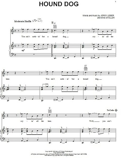 open zoom image for Hound Dog - Piano/Vocal/Guitar, New, Main