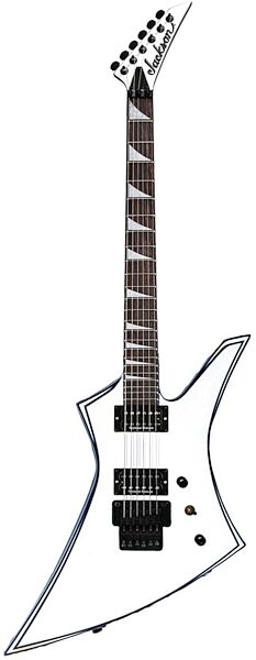 open zoom image for Jackson USA KE2 Kelly Electric Guitar (with Case), White with Black Pinstripes