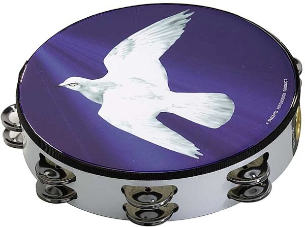 open zoom image for Remo Religious Tambourine (Double Row), Dove, 10 inch, TA-9210-18, Doves