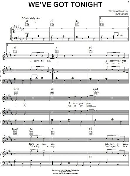 open zoom image for We've Got Tonight - Piano/Vocal/Guitar, New, Main