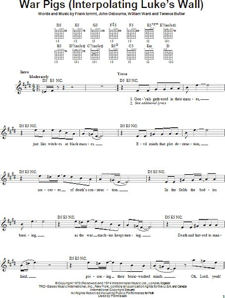 open zoom image for War Pigs (Interpolating Luke's Wall) - Easy Guitar, New, Main