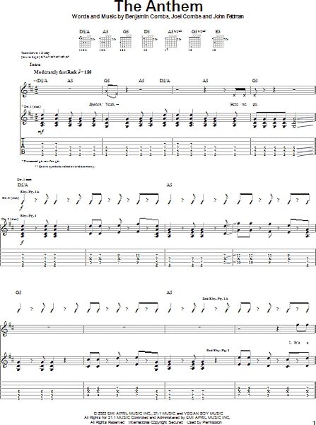 open zoom image for The Anthem - Guitar TAB, New, Main