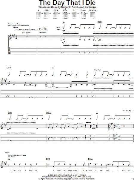 open zoom image for The Day That I Die - Guitar TAB, New, Main