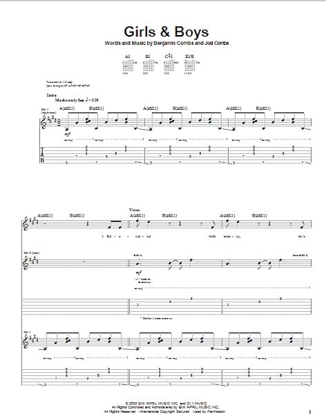 open zoom image for Girls & Boys - Guitar TAB, New, Main