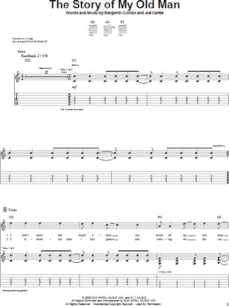 open zoom image for The Story Of My Old Man - Guitar TAB, New, Main